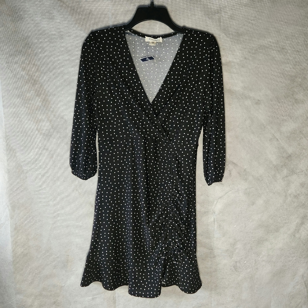 Monteau Los Angeles Polka Dot Dress Ruching Detail